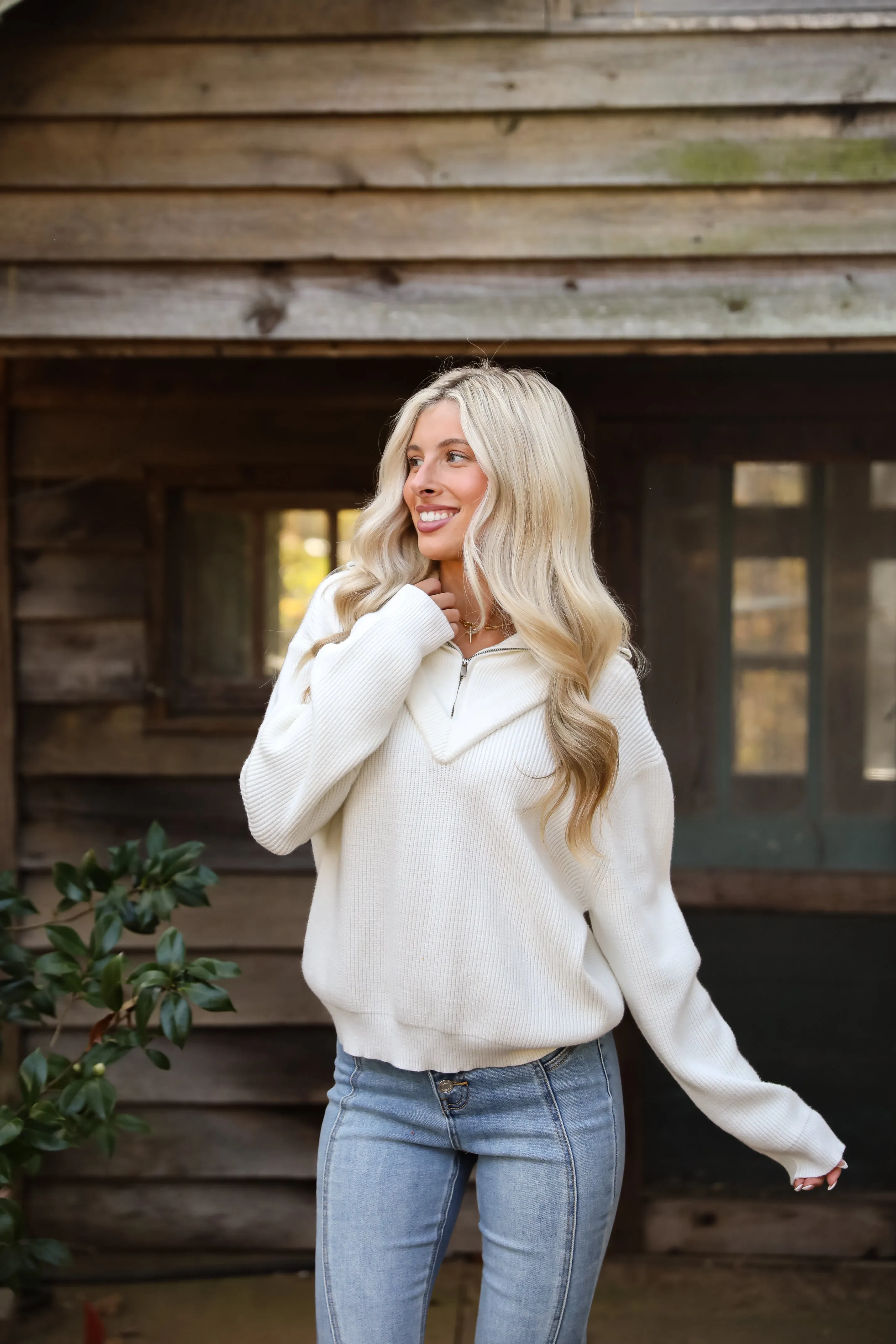 FINAL SALE - Simply Elevated White Collared Sweater