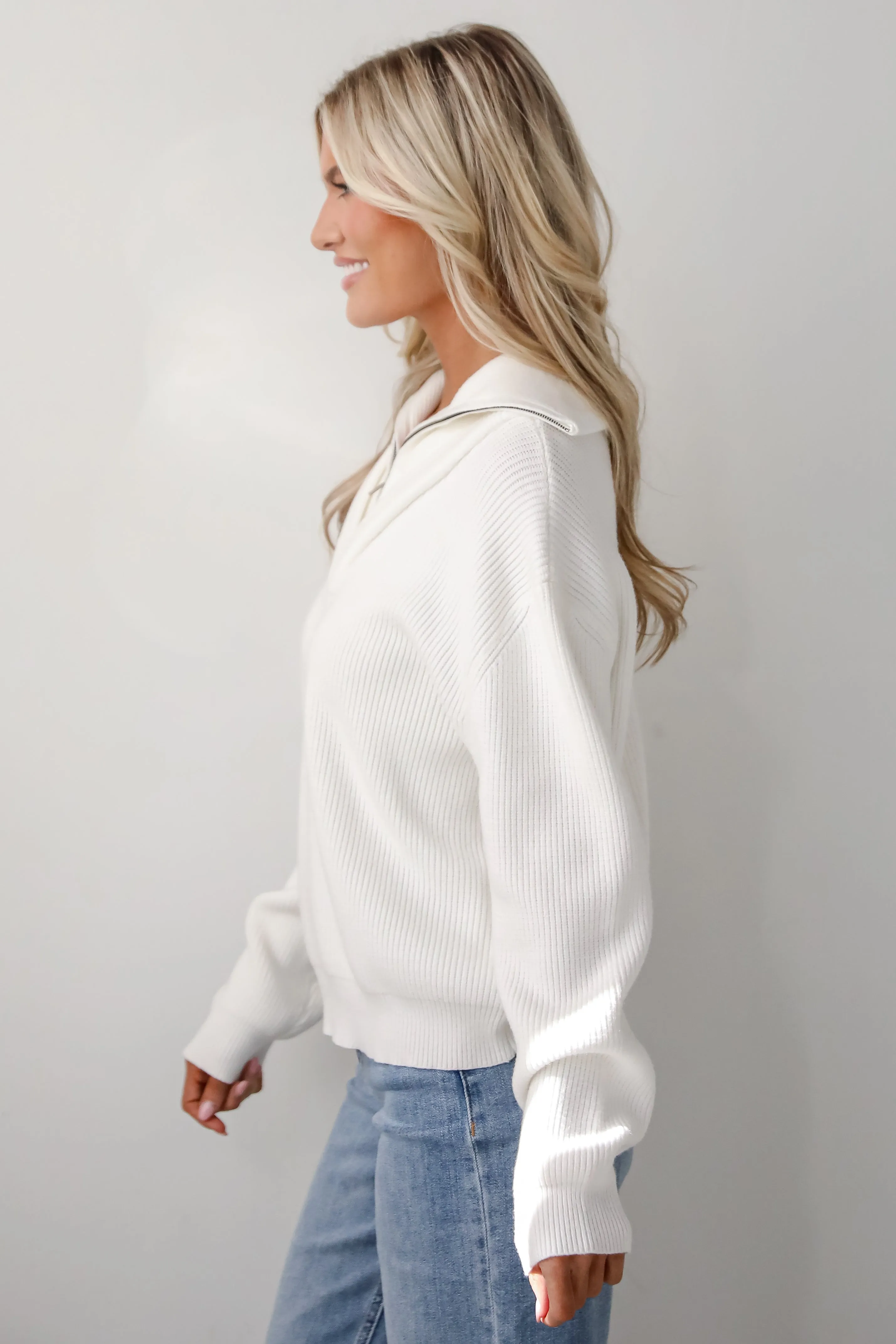 FINAL SALE - Simply Elevated White Collared Sweater