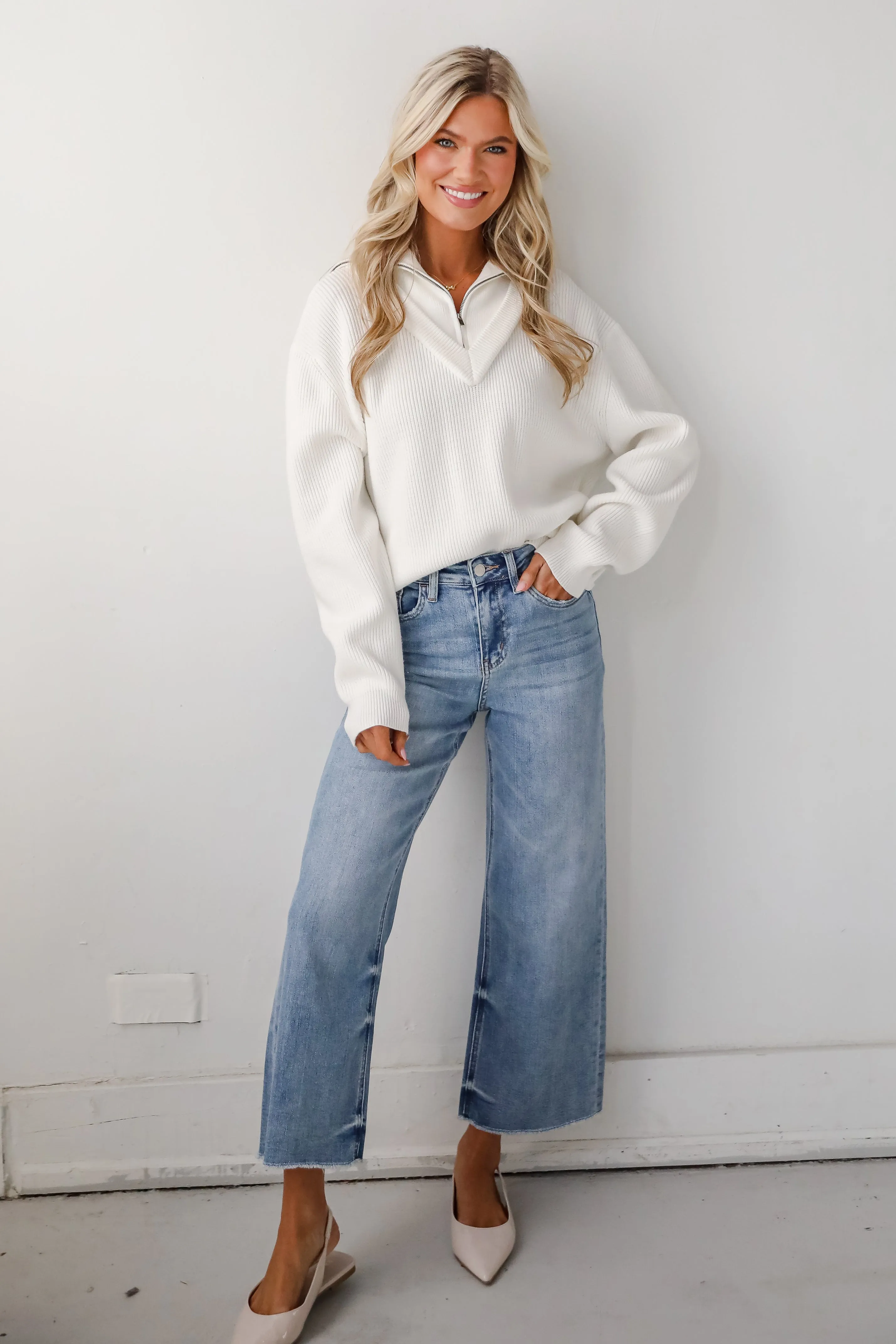 FINAL SALE - Simply Elevated White Collared Sweater