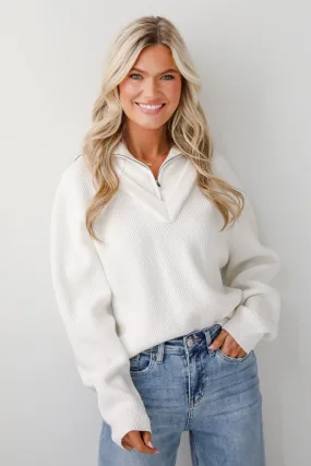 FINAL SALE - Simply Elevated White Collared Sweater