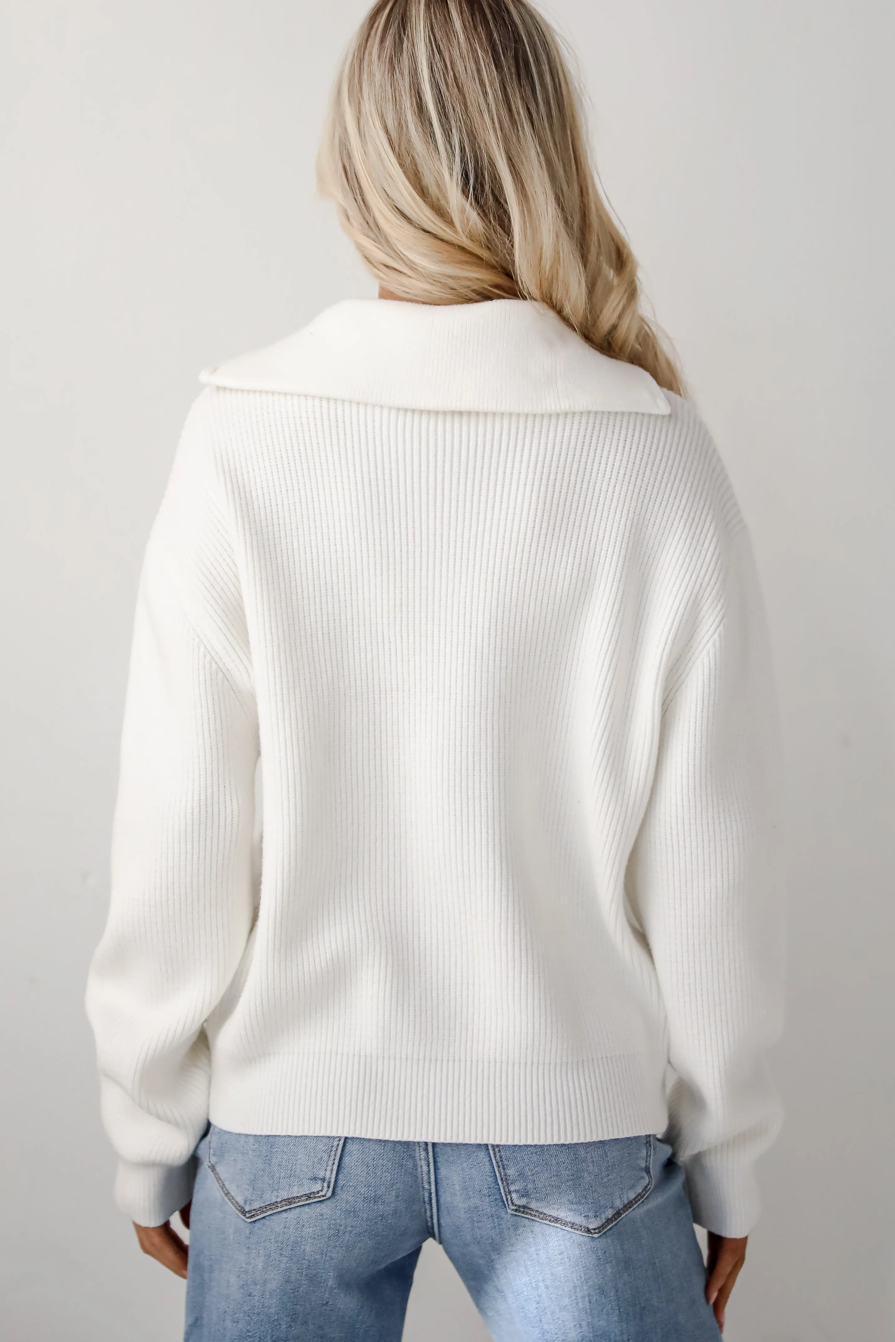 FINAL SALE - Simply Elevated White Collared Sweater