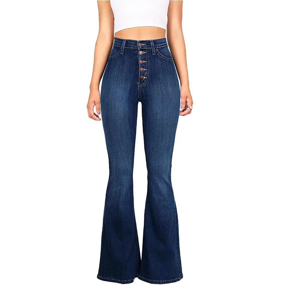 Flare Sexy High Waist Denim Bodycon Button Pants