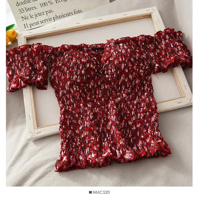 Floral Crop Top Off Shoulder