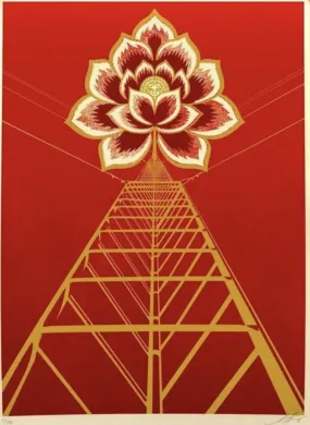 Flower Power Red Silkscreen Print by Shepard Fairey- OBEY