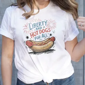 Funny Hot Dog T-Shirt, Liberty and Hot Dogs For All Tee, Patriotic Foodie Shirt, July 4th Celebration Apparel, Summer BBQ Tank Top