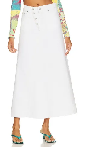Ganni Denim Double Fly Maxi Skirt in White