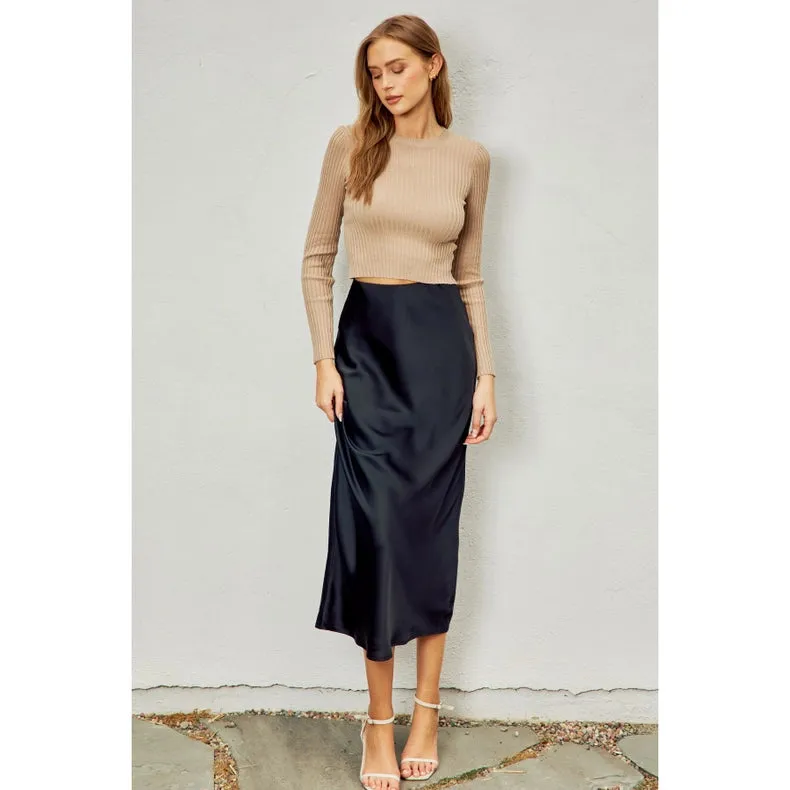 Going Out Pull On Maxi Skirt BLACK