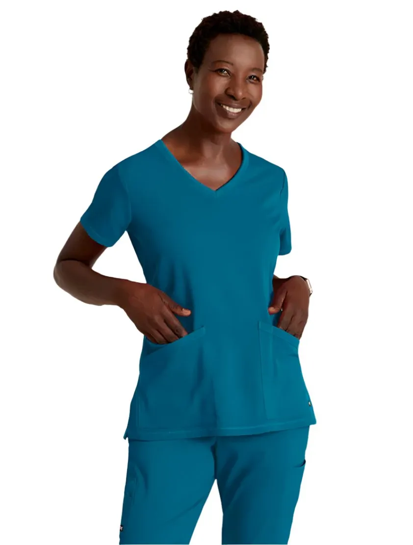 Grey's Anatomy Stretch™ by Barco Serena 3-Pocket Curved V-Neck Scrub Top