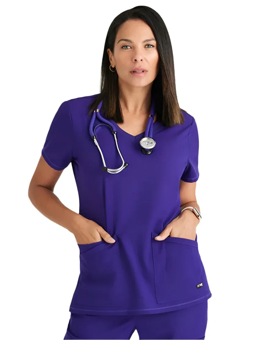 Grey's Anatomy Stretch™ by Barco Serena 3-Pocket Curved V-Neck Scrub Top