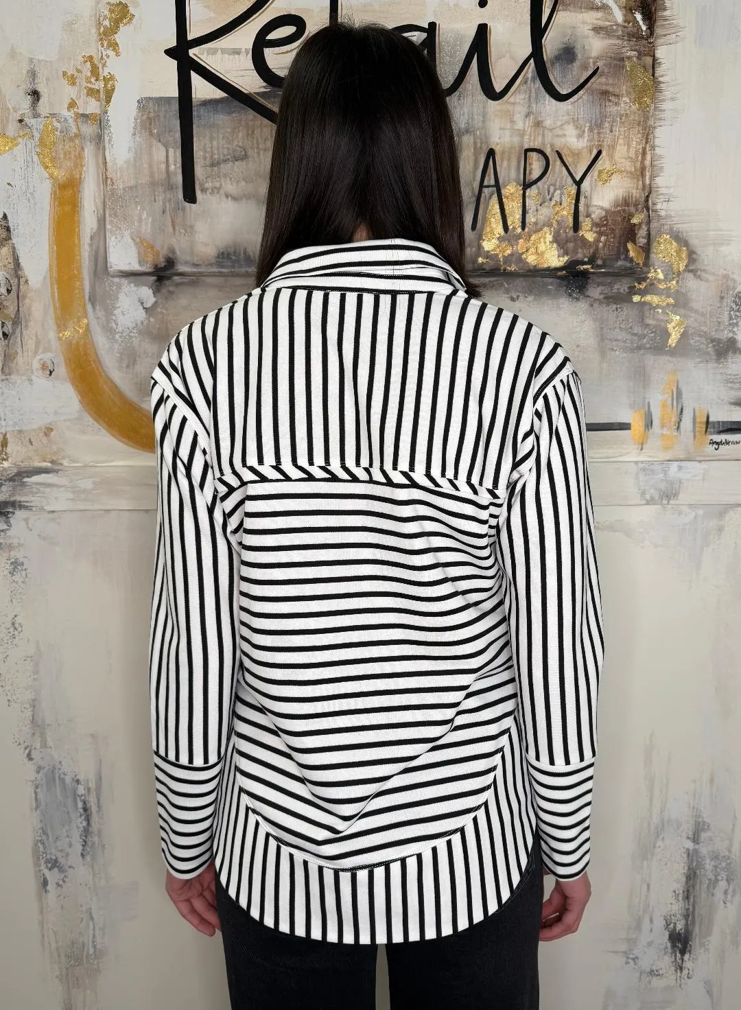 Grommet Placket Striped Henley