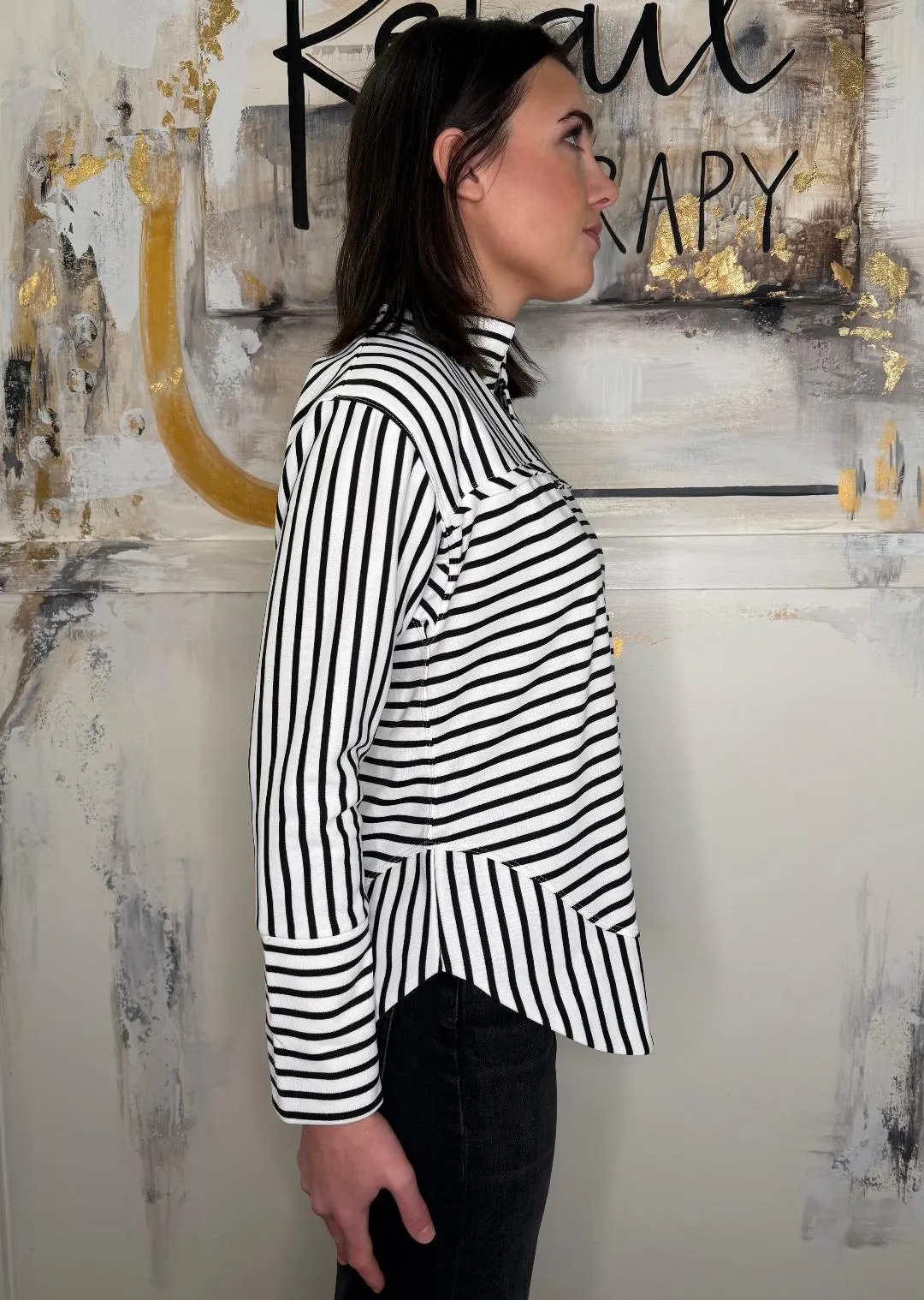 Grommet Placket Striped Henley