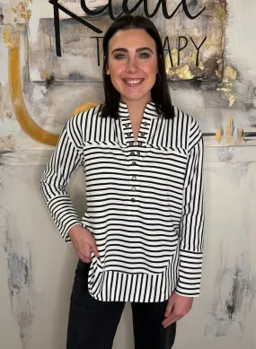 Grommet Placket Striped Henley