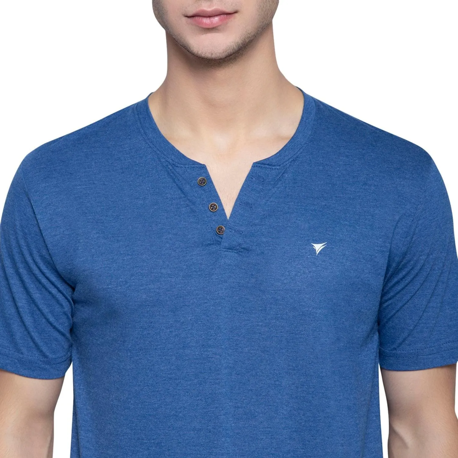 Henley Neck T-Shirt For Men- Denim Millange