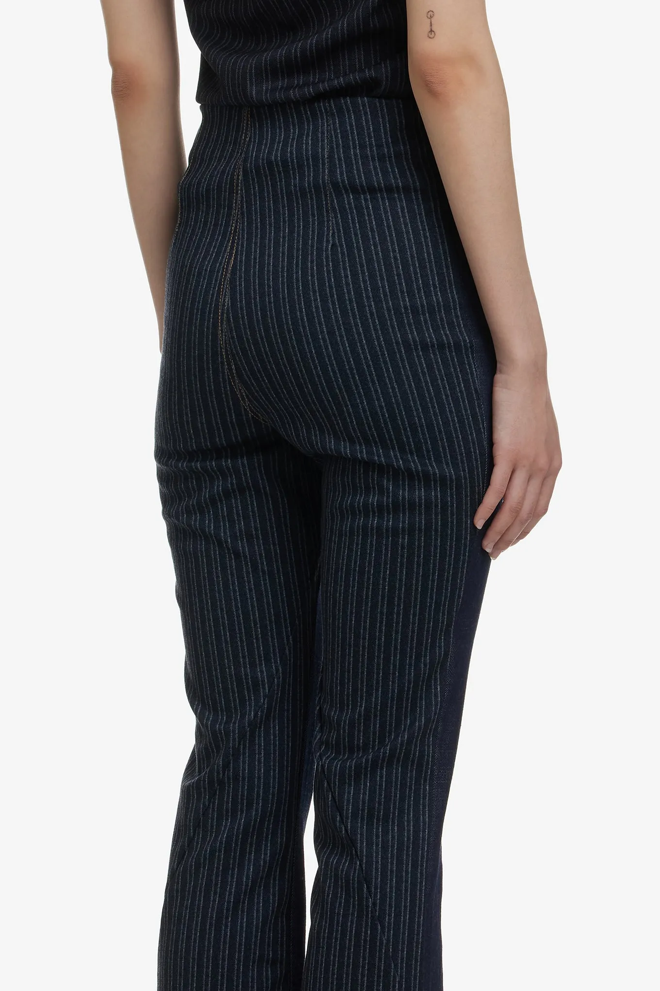 HIGH WAIST DENIM DIAGONAL TROUSERS