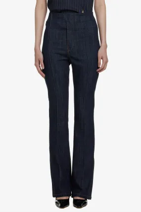 HIGH WAIST DENIM DIAGONAL TROUSERS