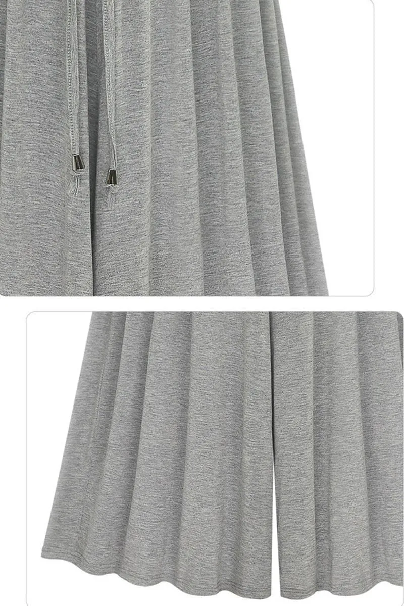 HIGH WAIST DRAWSTRING WIDE LEG CASUAL PANTS
