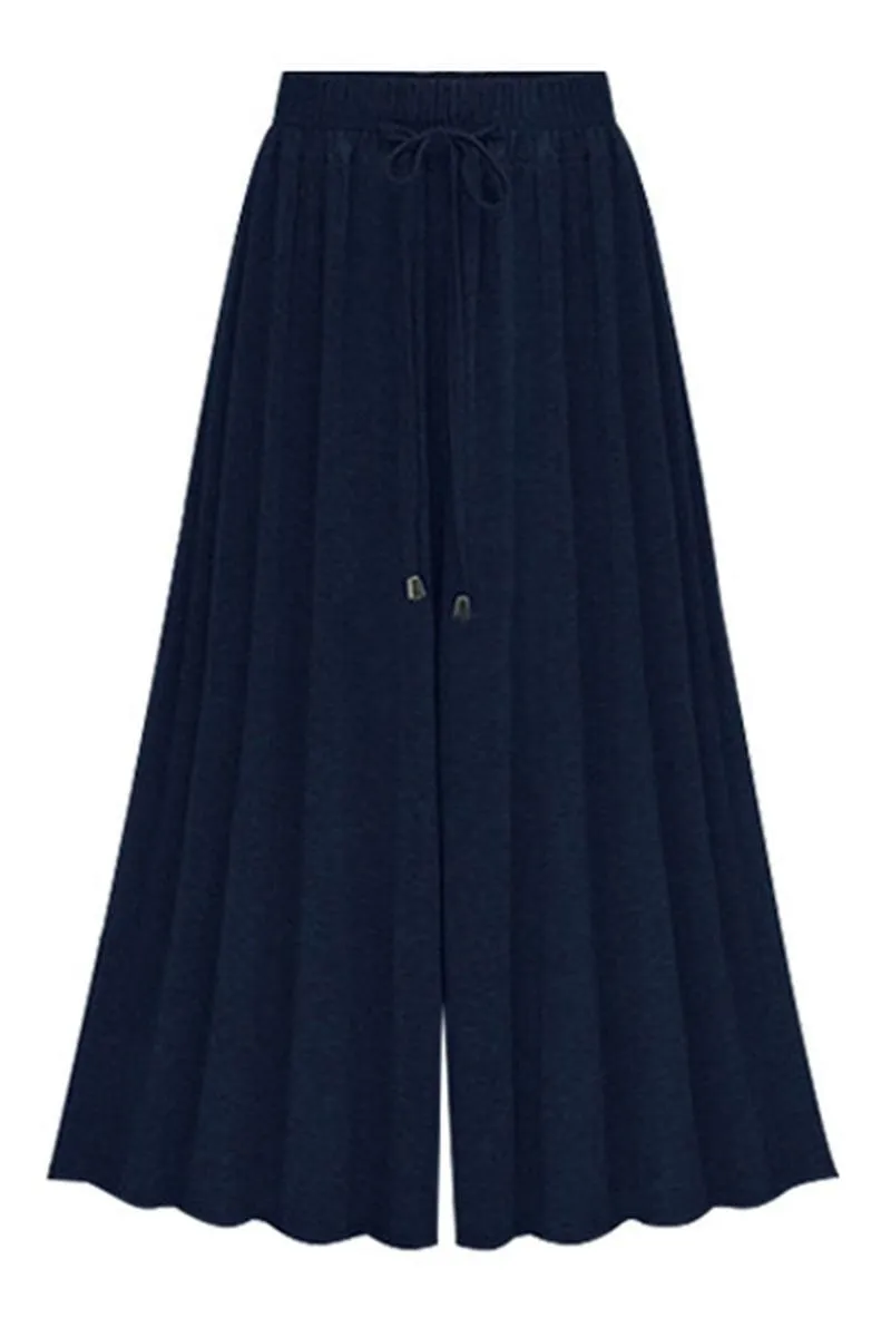 HIGH WAIST DRAWSTRING WIDE LEG CASUAL PANTS