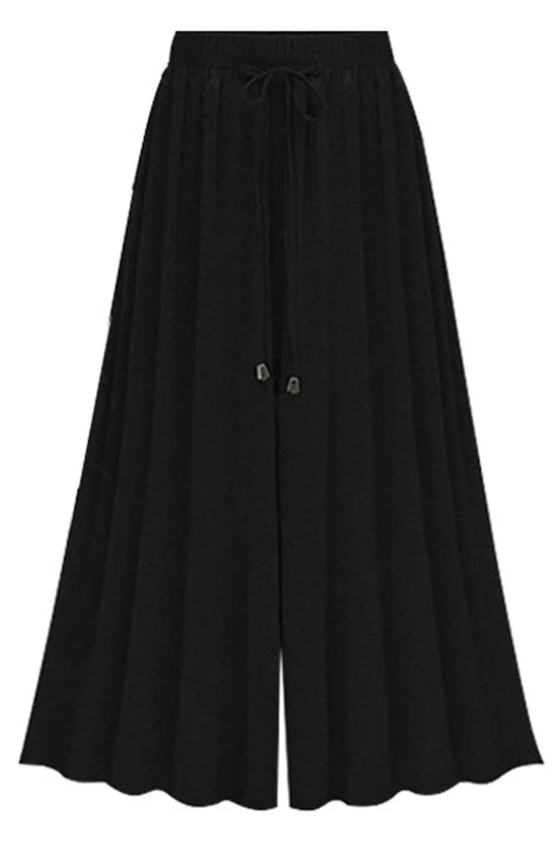 HIGH WAIST DRAWSTRING WIDE LEG CASUAL PANTS