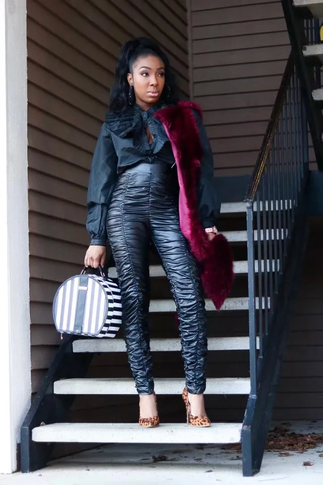High Waist Faux Leather Pants