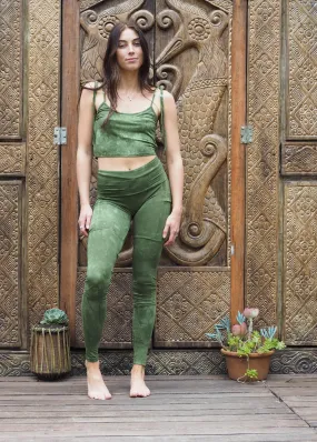 High Waist Pocket Yoga Tights - Algae Green