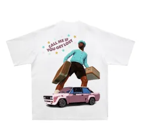 HIP HOP PORTRAIT CALL ME IF YOU LOST PRINT T SHIRT IN WHITE