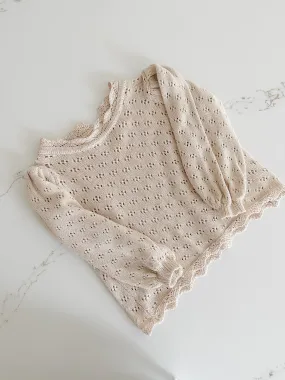 Hollow Out Knit Top - OAT