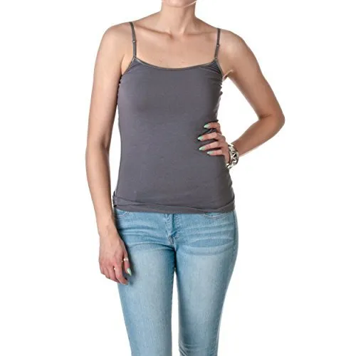 Hollywood Star Fashion Casual Basic Women's Semi-Crop Camisole Cami Tank Top With Adjustable Straps