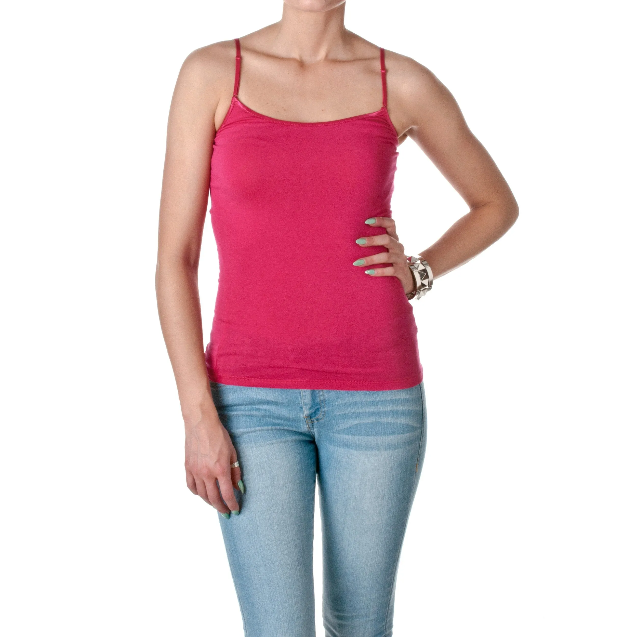 Hollywood Star Fashion Casual Basic Women's Semi-Crop Camisole Cami Tank Top With Adjustable Straps