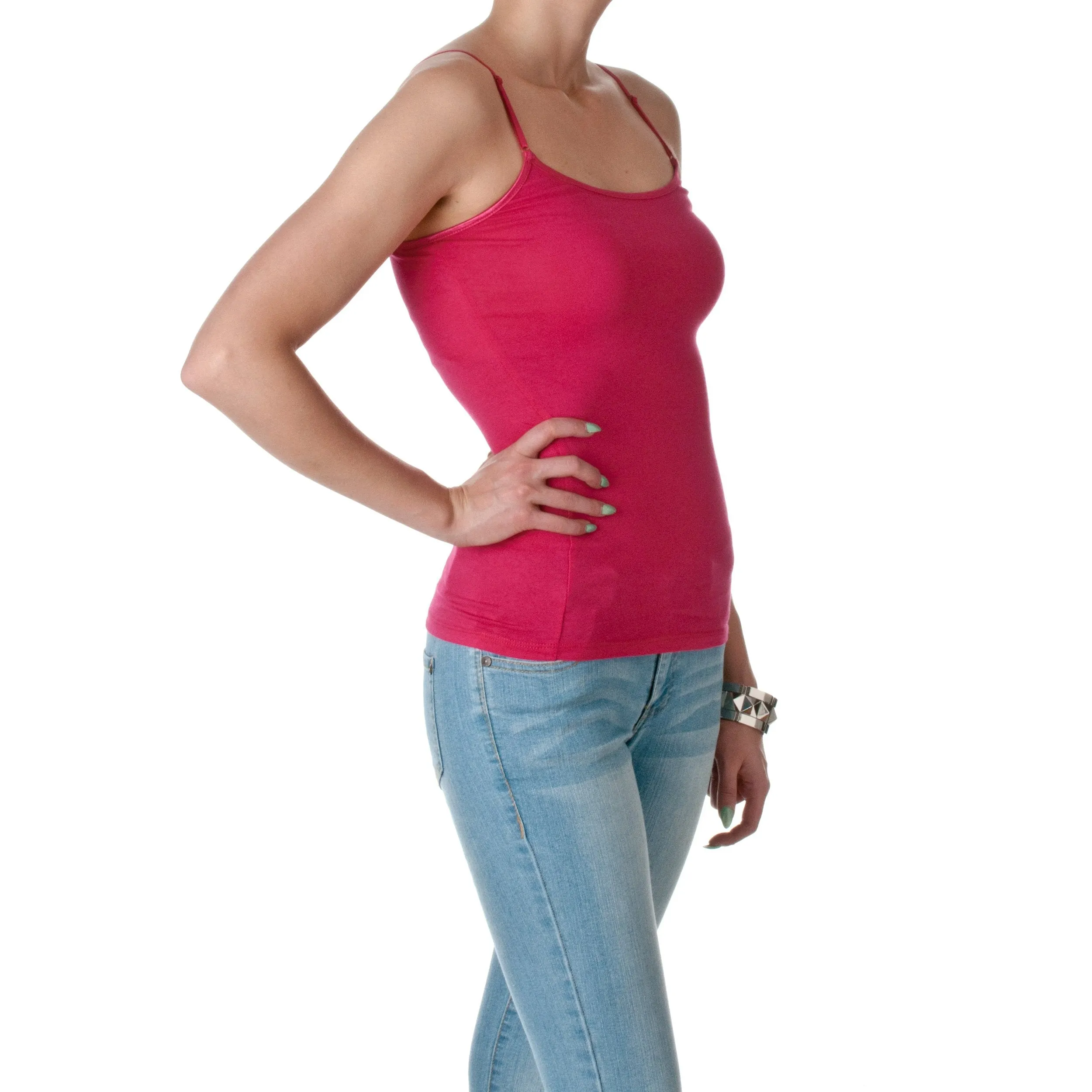 Hollywood Star Fashion Casual Basic Women's Semi-Crop Camisole Cami Tank Top With Adjustable Straps
