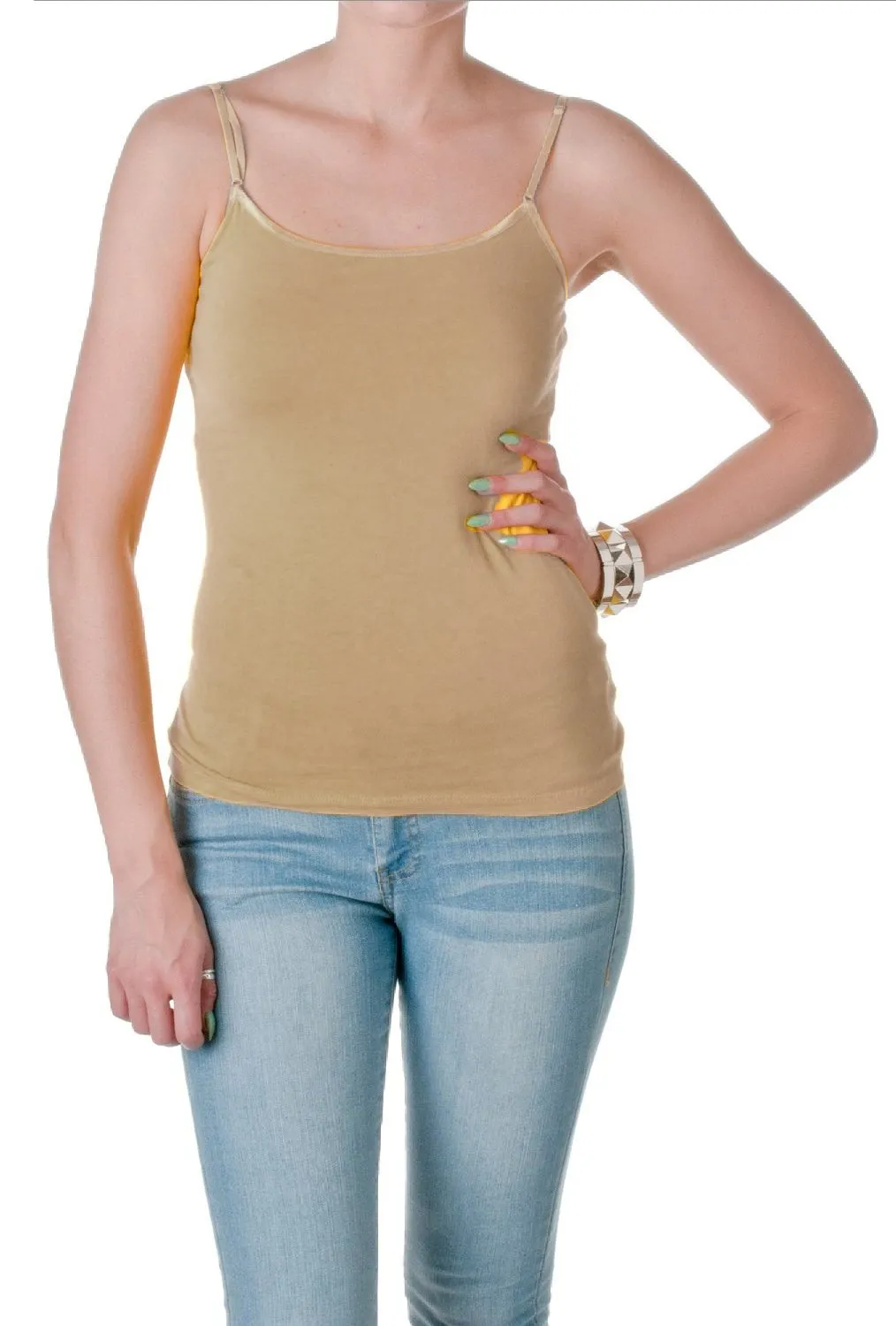 Hollywood Star Fashion Casual Basic Women's Semi-Crop Camisole Cami Tank Top With Adjustable Straps