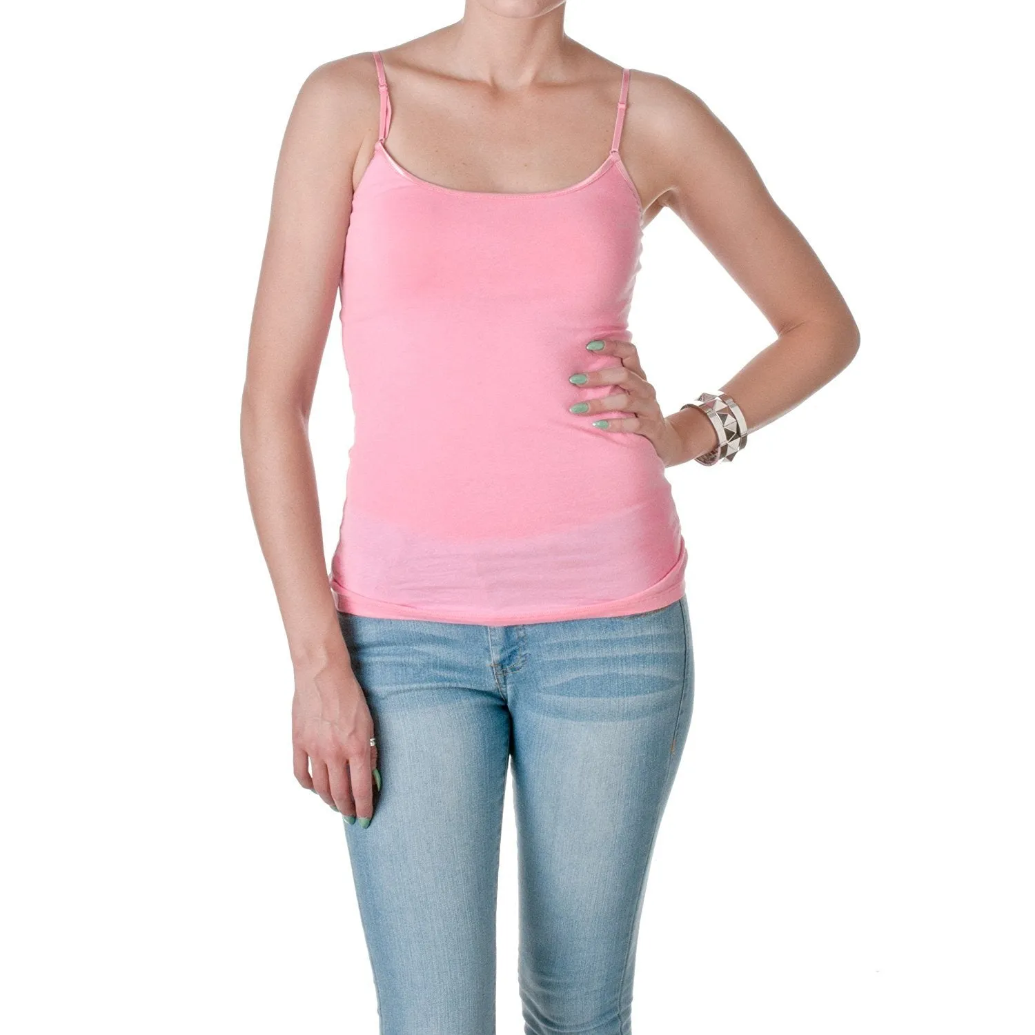 Hollywood Star Fashion Casual Basic Women's Semi-Crop Camisole Cami Tank Top With Adjustable Straps