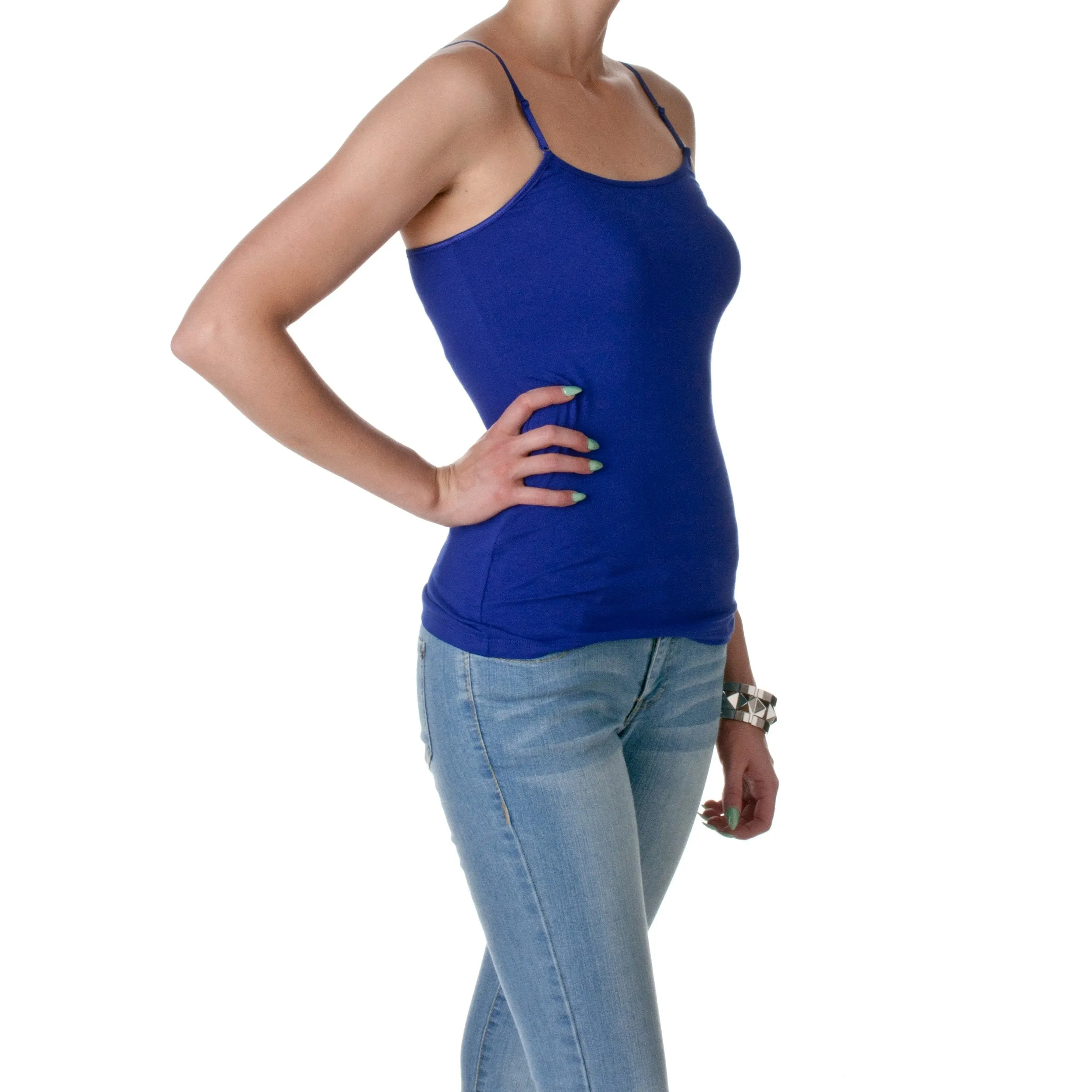 Hollywood Star Fashion Casual Basic Women's Semi-Crop Camisole Cami Tank Top With Adjustable Straps