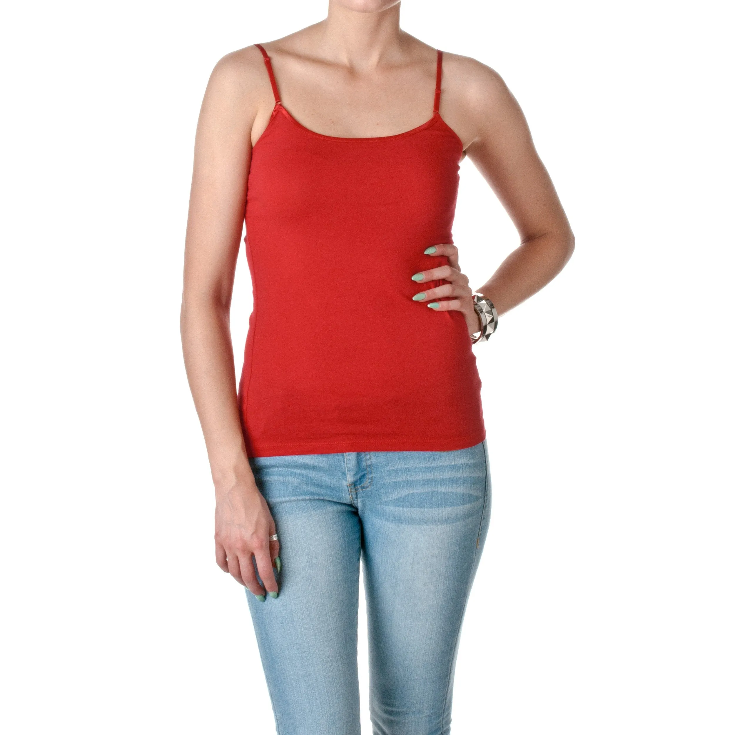 Hollywood Star Fashion Casual Basic Women's Semi-Crop Camisole Cami Tank Top With Adjustable Straps