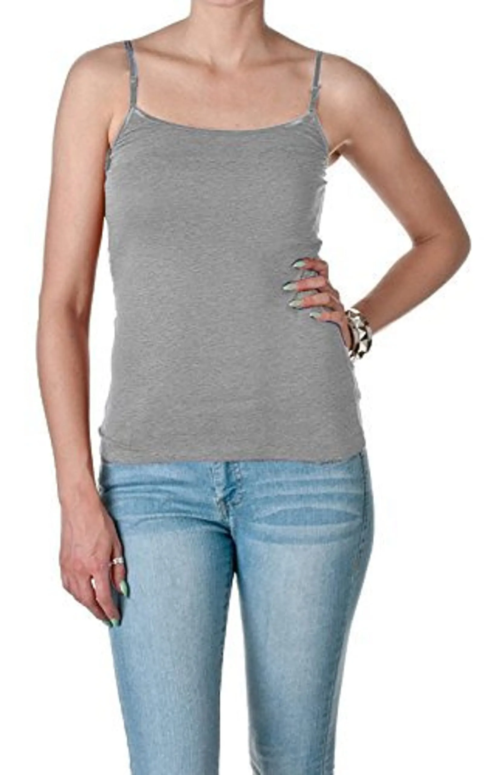 Hollywood Star Fashion Casual Basic Women's Semi-Crop Camisole Cami Tank Top With Adjustable Straps