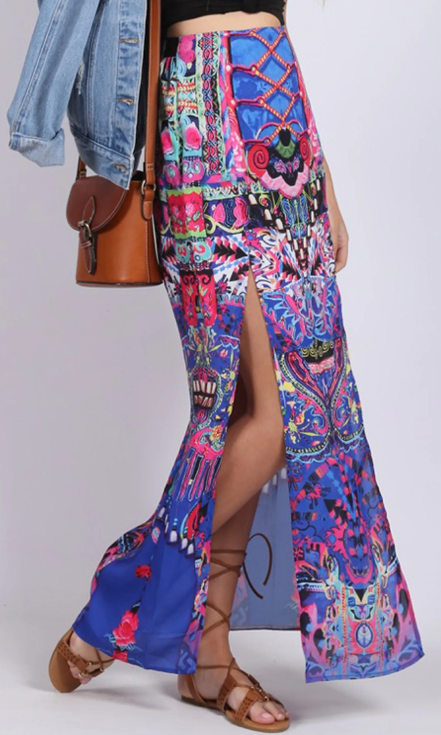 HS16049-13SS Double Side Split Maxi Skirt (Pack)