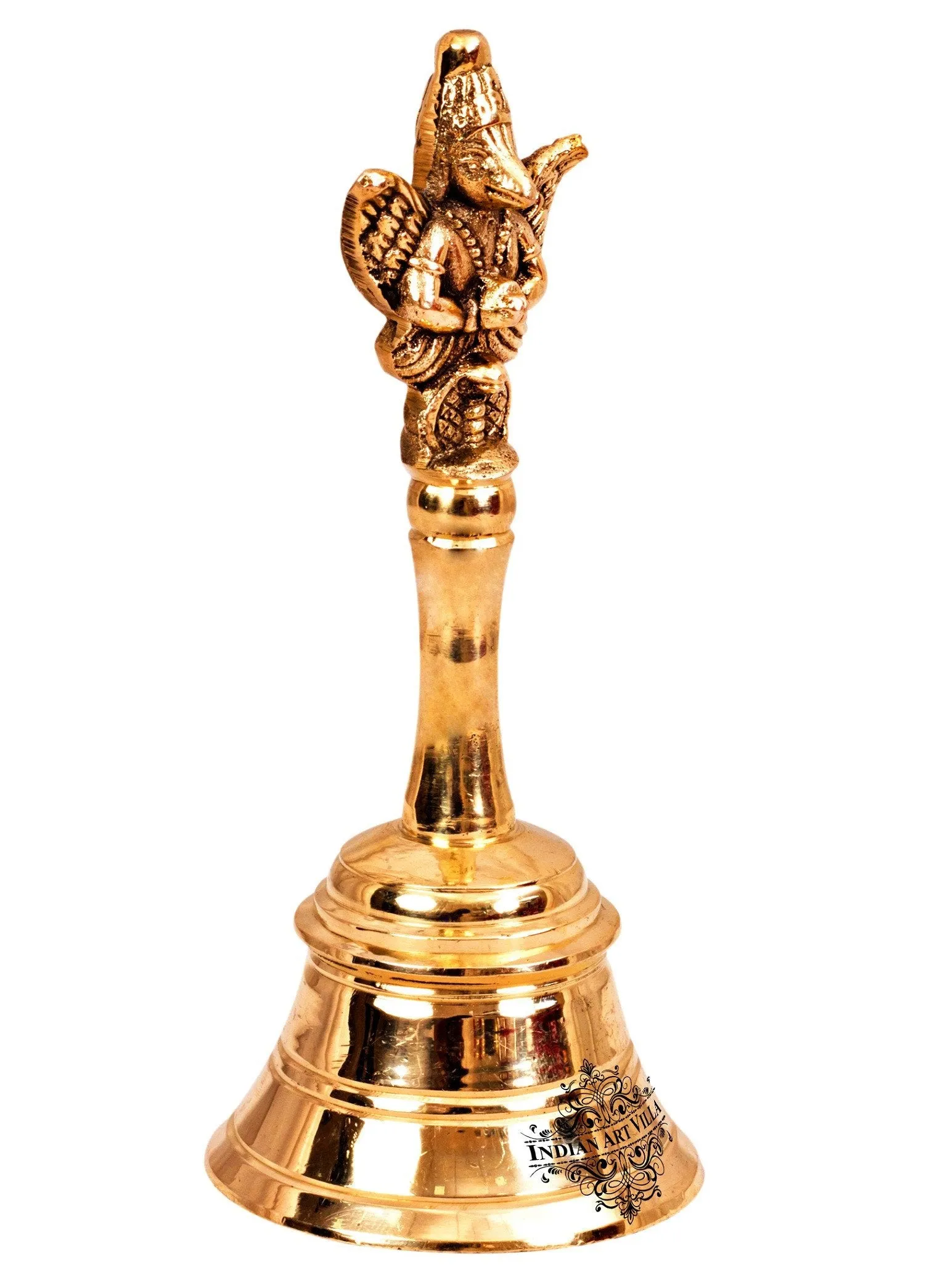 Indian Art Villa Shri Garuda Design Brass Pooja Ghanti Bell, Poojan Temple , Religious and Spiritual Item
