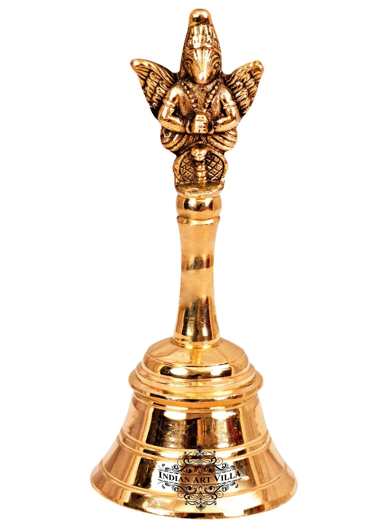 Indian Art Villa Shri Garuda Design Brass Pooja Ghanti Bell, Poojan Temple , Religious and Spiritual Item