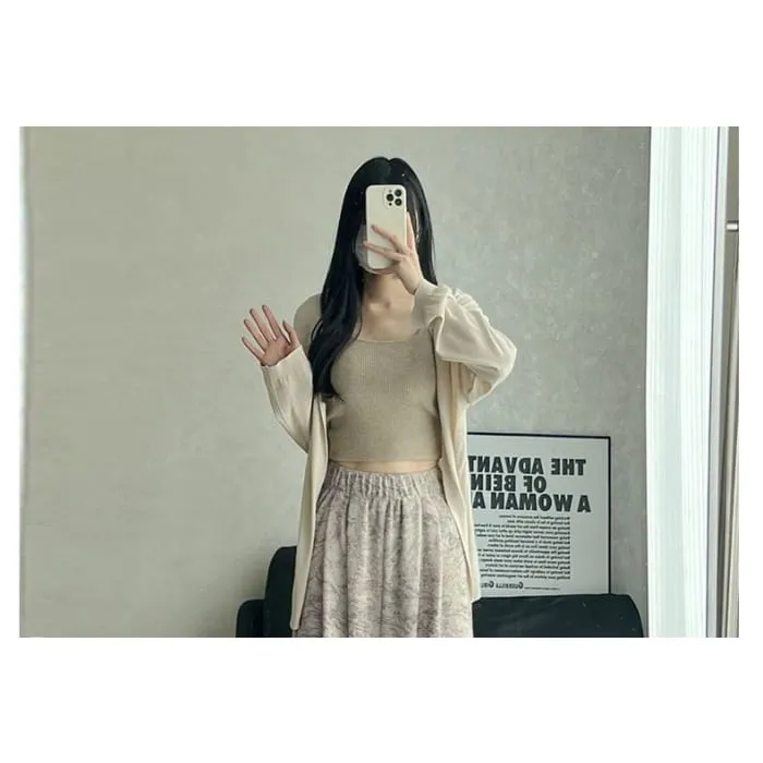 Ink Painting Print High Rise Elastic Waist Wide Leg Sweatpants