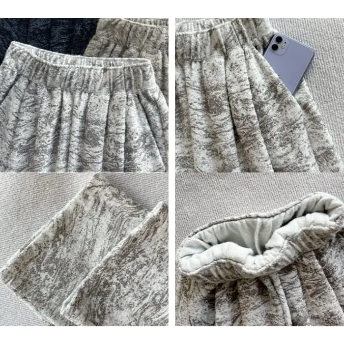 Ink Painting Print High Rise Elastic Waist Wide Leg Sweatpants
