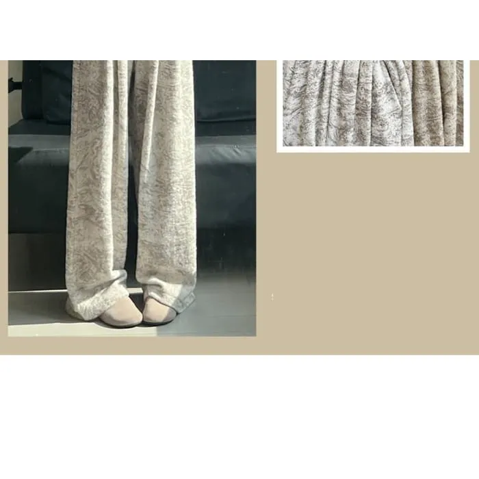 Ink Painting Print High Rise Elastic Waist Wide Leg Sweatpants