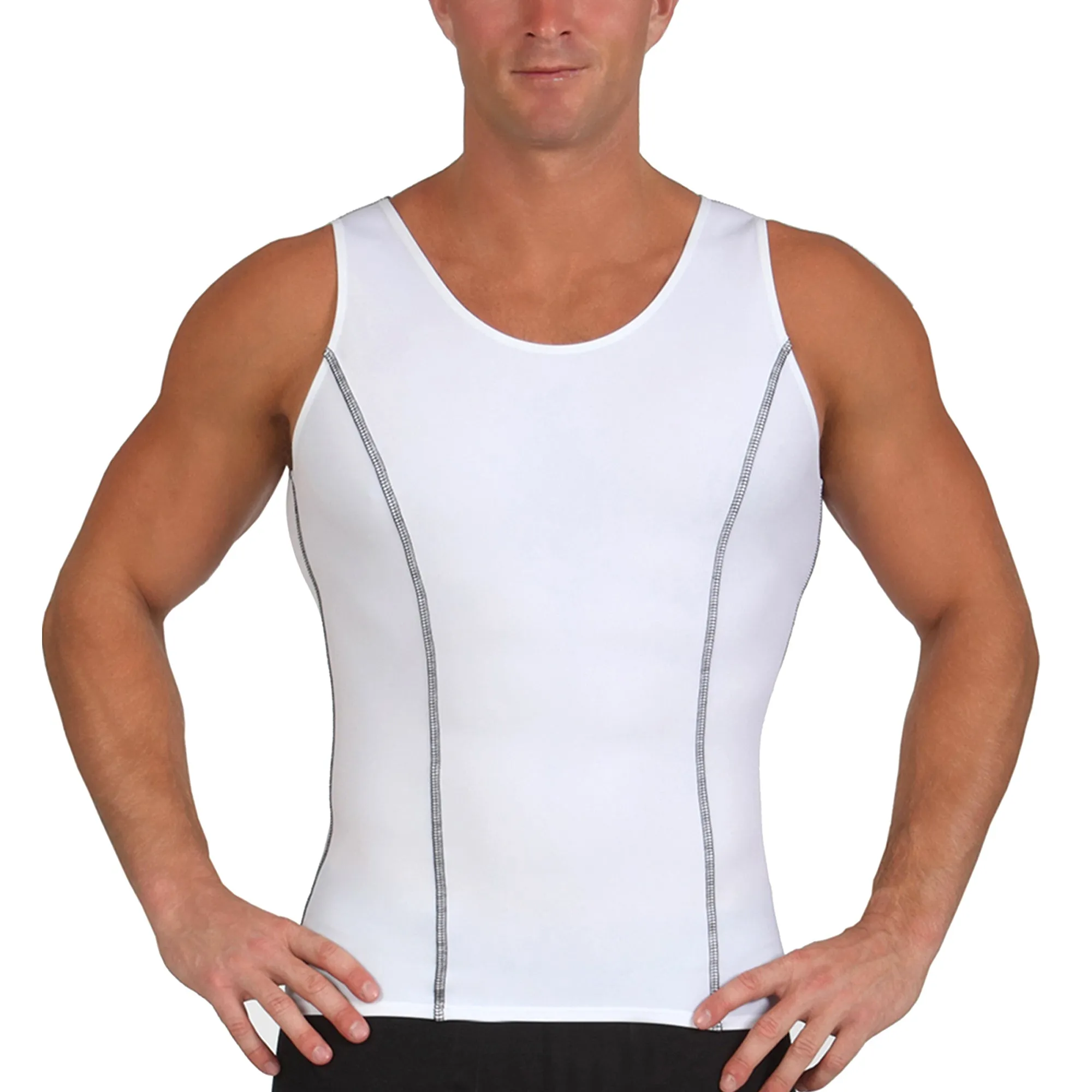 Insta Slim Active Compression Contrast Stitching Muscle Tank MA0221 by InstantFigure - InstaSlim - InstantRecoveryMD
