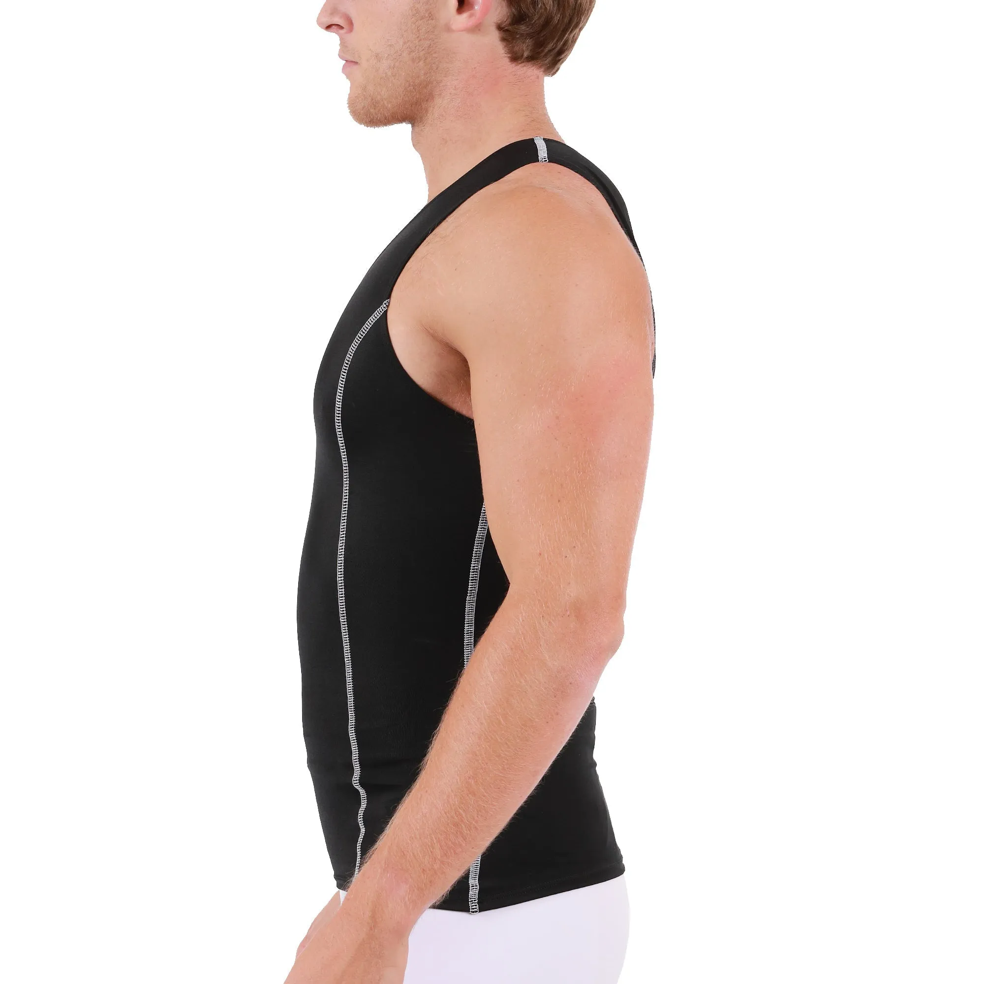 Insta Slim Active Compression Contrast Stitching Muscle Tank MA0221 by InstantFigure - InstaSlim - InstantRecoveryMD