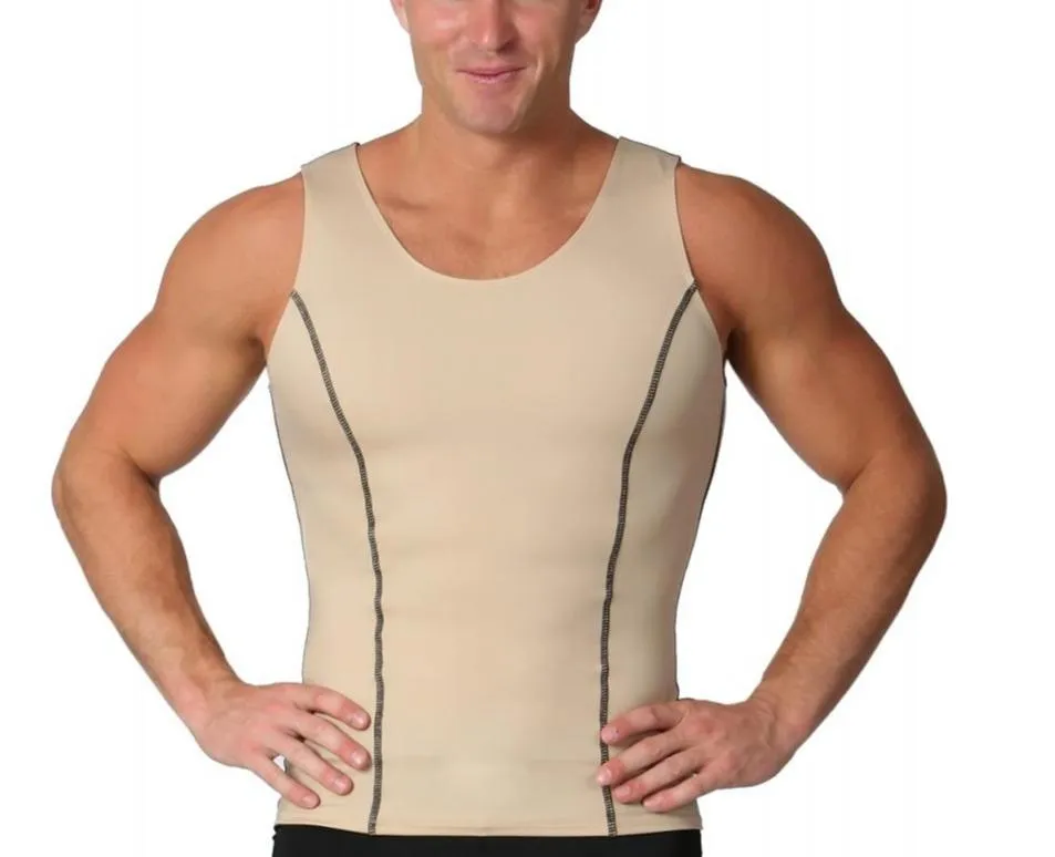 Insta Slim Active Compression Contrast Stitching Muscle Tank MA0221 by InstantFigure - InstaSlim - InstantRecoveryMD