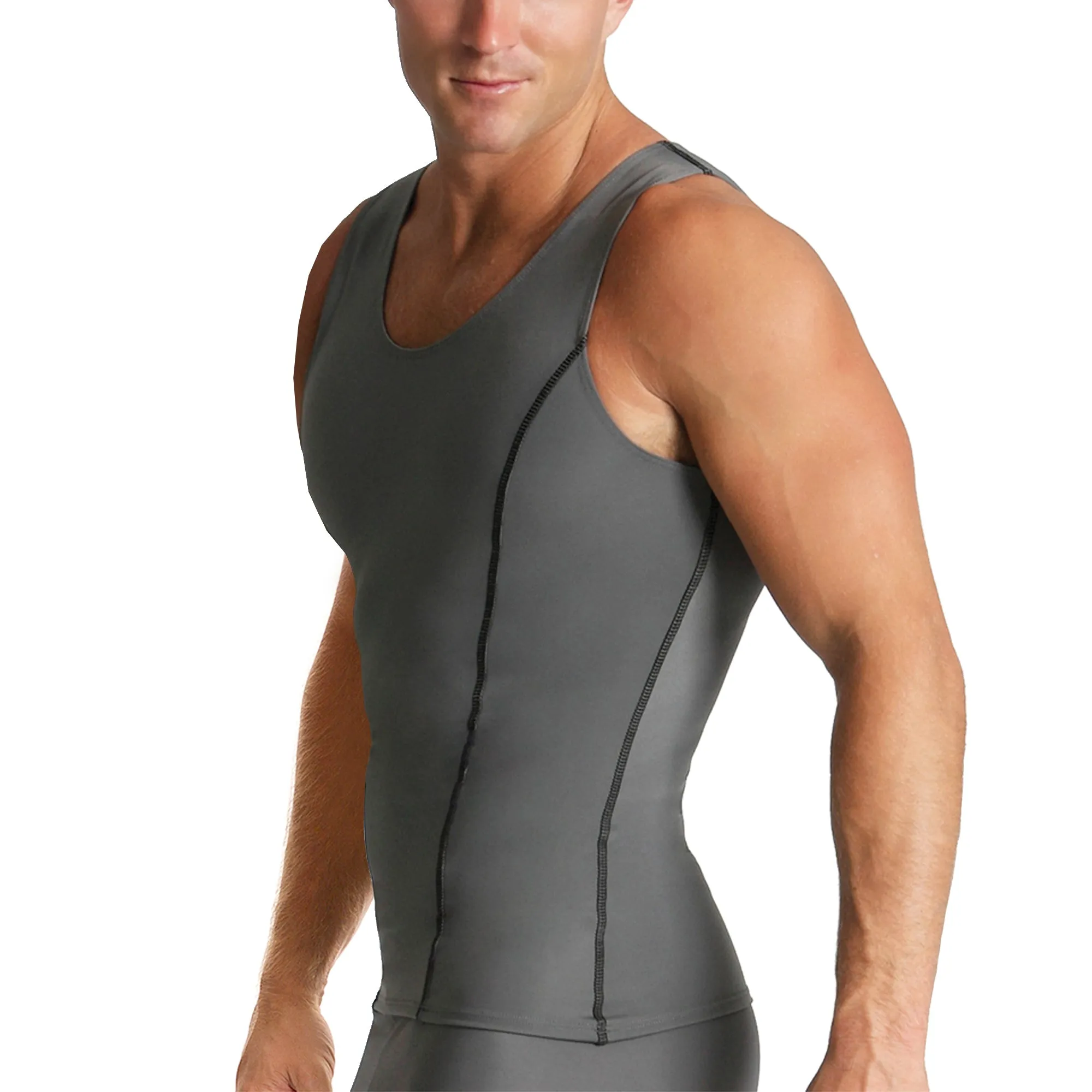 Insta Slim Active Compression Contrast Stitching Muscle Tank MA0221 by InstantFigure - InstaSlim - InstantRecoveryMD