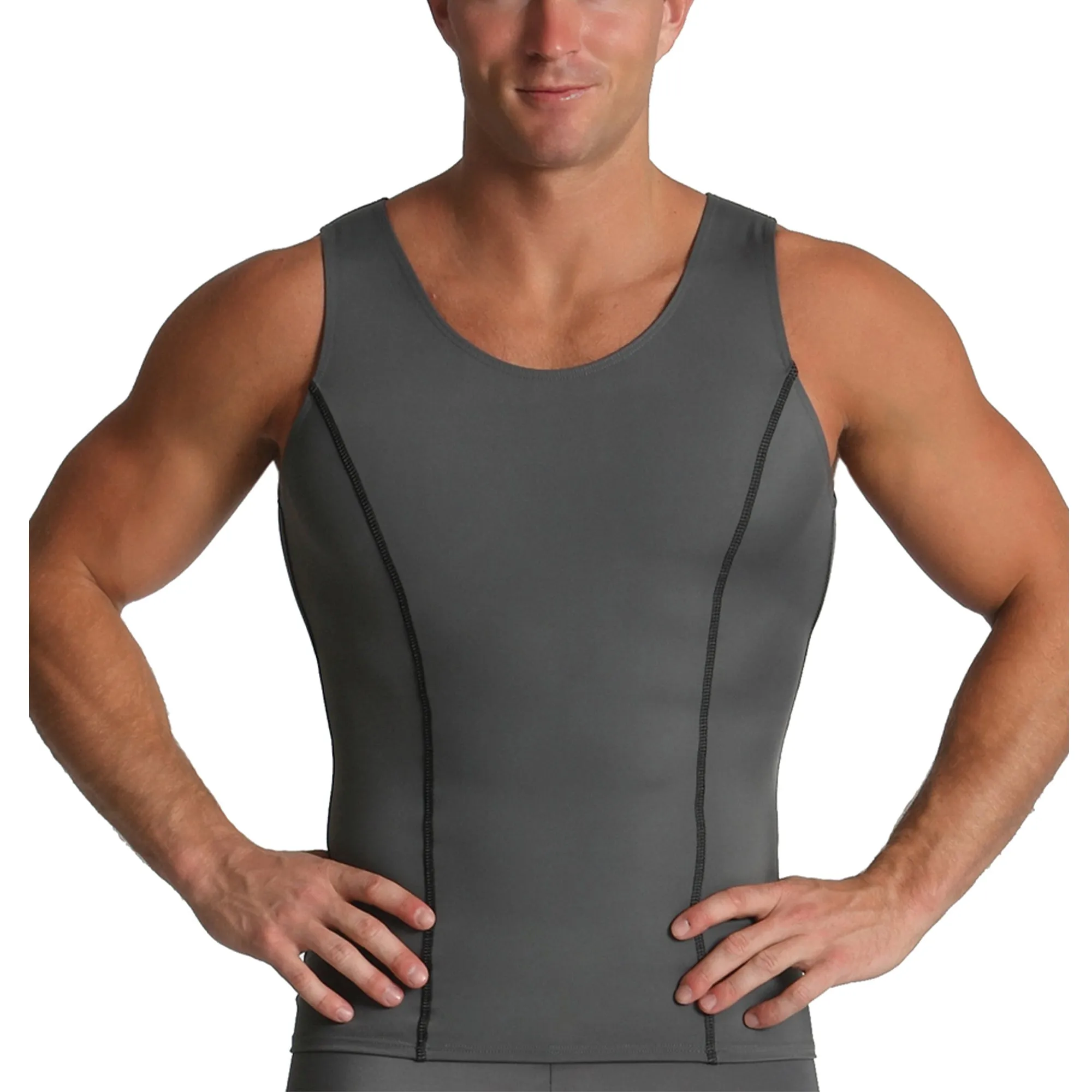 Insta Slim Active Compression Contrast Stitching Muscle Tank MA0221 by InstantFigure - InstaSlim - InstantRecoveryMD
