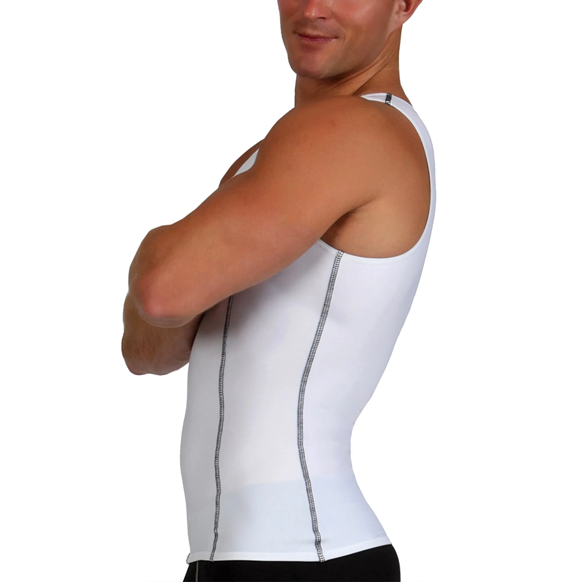 Insta Slim Active Compression Contrast Stitching Muscle Tank MA0221 by InstantFigure - InstaSlim - InstantRecoveryMD