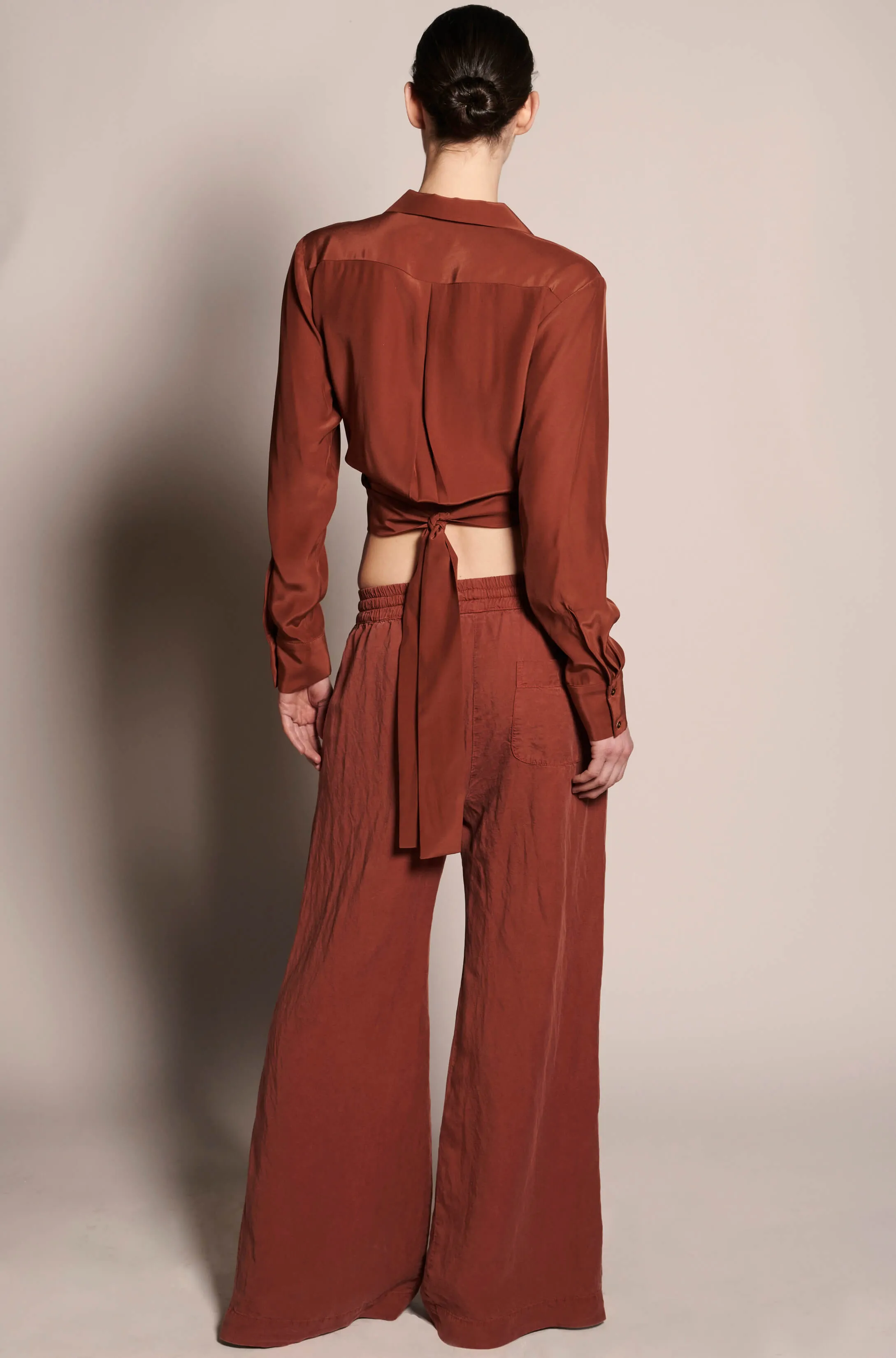 Jacket Style Wrap Top - Almond