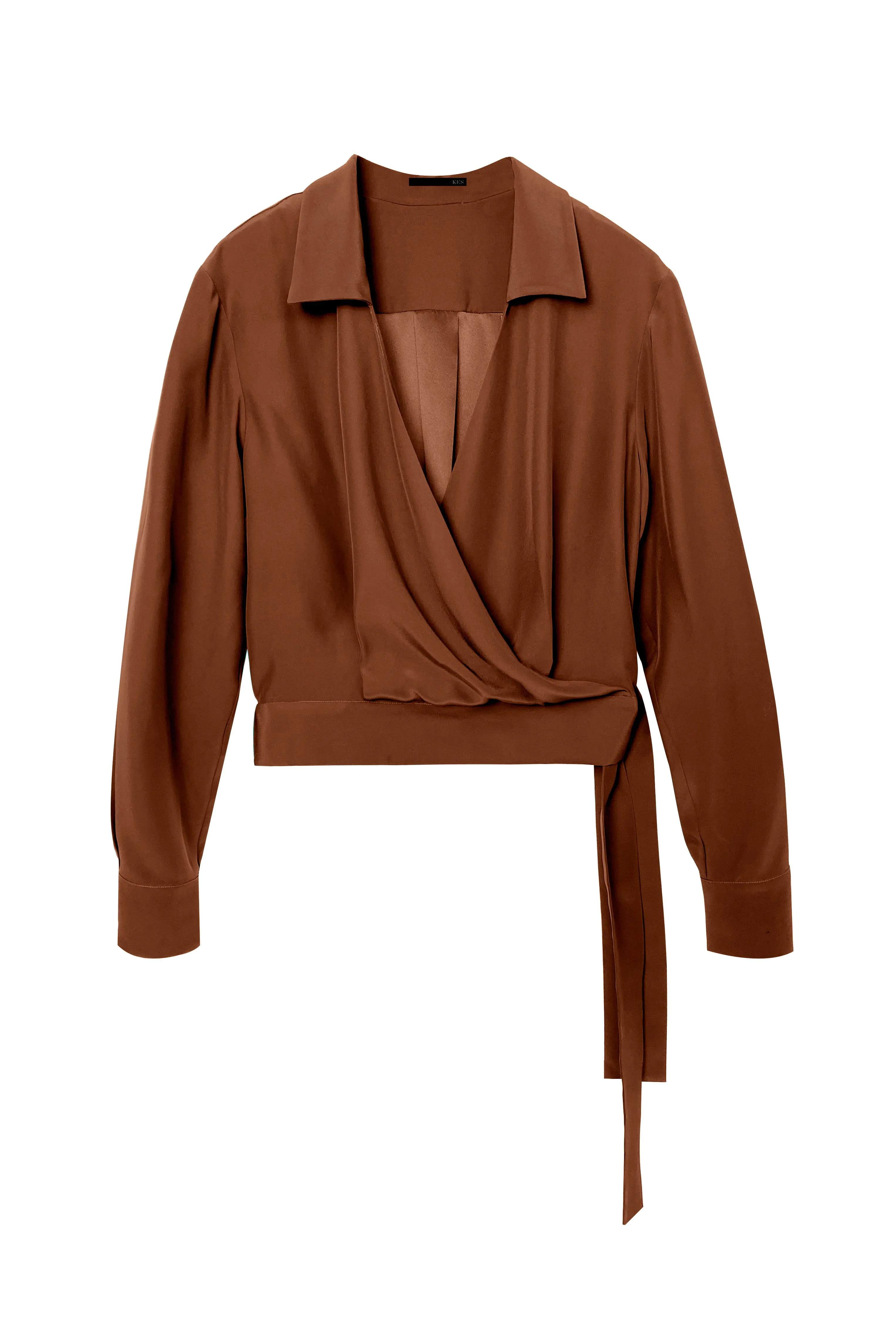 Jacket Style Wrap Top - Almond
