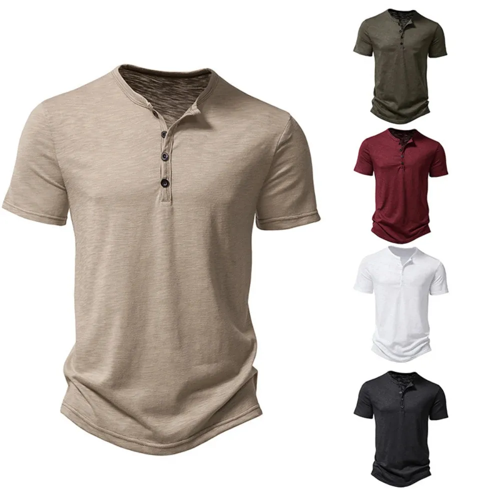 James Henley Kraag Heren T-shirt, Hoogwaardige Kwaliteit