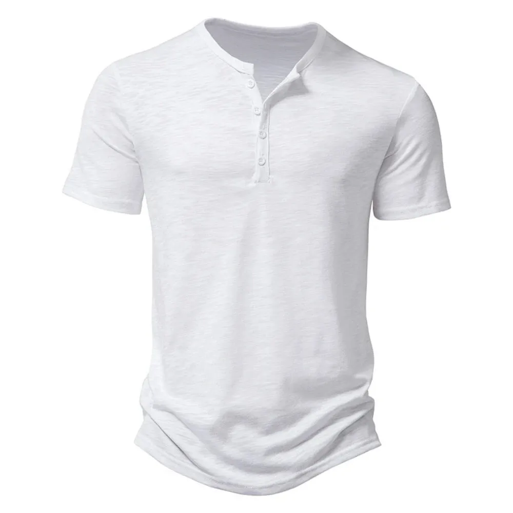 James Henley Kraag Heren T-shirt, Hoogwaardige Kwaliteit